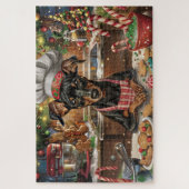 Duitse Pinscher Vakantie Bakken: Feestelijke Kerst Legpuzzel (Verticaal)