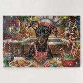 Duitse Pinscher Vakantie Bakken: Feestelijke Kerst Legpuzzel (Horizontaal)