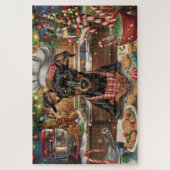 Duitse Pinscher Vakantie Bakken: Feestelijke Kerst Legpuzzel (Verticaal)