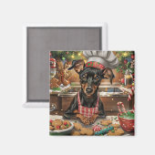 Duitse Pinscher Vakantie Bakken: Feestelijke Kerst Magneet (Voorkant / Achterkant)