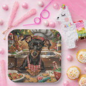 Duitse Pinscher Vakantie Bakken: Feestelijke Kerst Papieren Bordje (Feest)