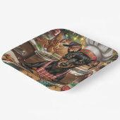 Duitse Pinscher Vakantie Bakken: Feestelijke Kerst Papieren Bordje (Gebogen)