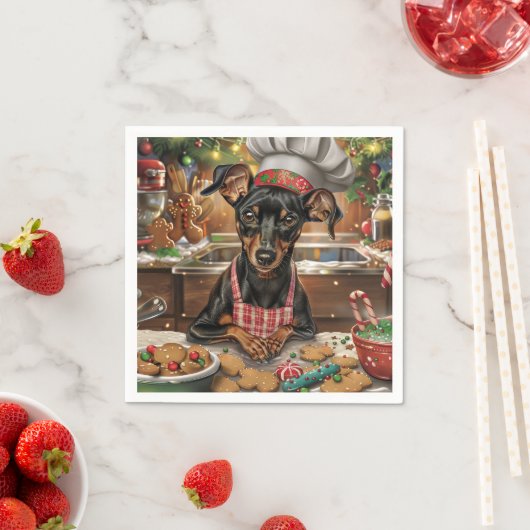 Duitse Pinscher Vakantie Bakken: Feestelijke Kerst Servet (Insitu)