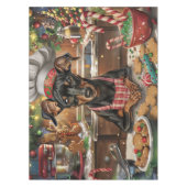 Duitse Pinscher Vakantie Bakken: Feestelijke Kerst Tafelkleed (Voorkant)