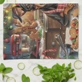 Duitse Pinscher Vakantie Bakken: Feestelijke Kerst Theedoek (Gevouwen)