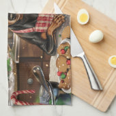 Duitse Pinscher Vakantie Bakken: Feestelijke Kerst Theedoek (Quarter Fold)