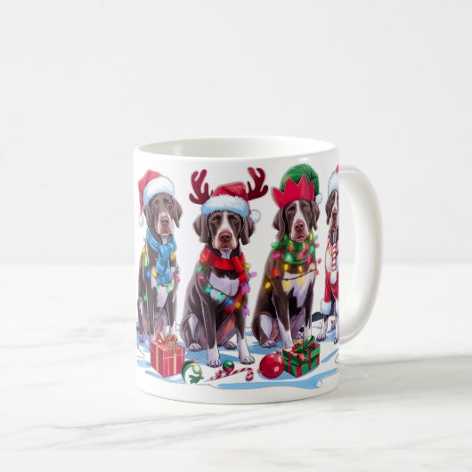 Duitse Pointer Kerstmuts gewei elf Kerstmis Koffiemok (Voorkant rechts)