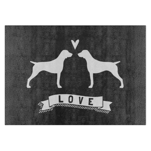 Duitse Pointer Silhouetten Liefde Snijplank (Voorkant)