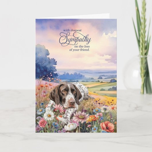 Duitse Pointer Veld met Wilde Bloemen Huisdier Con Kaart (Voorkant)