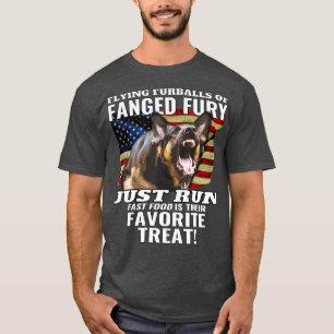 Duitse politie van Shepherd Dog Amerikaanse vlag F T-shirt