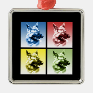 Duitse Pop Shepherd Dog Art Metalen Ornament