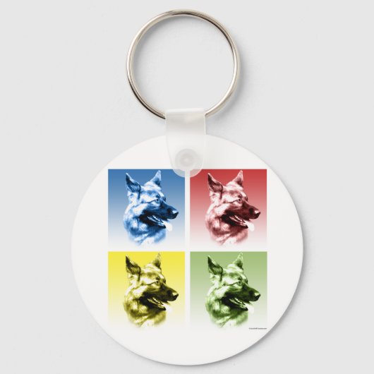 Duitse Pop Shepherd Dog Art Sleutelhanger (Voorkant)