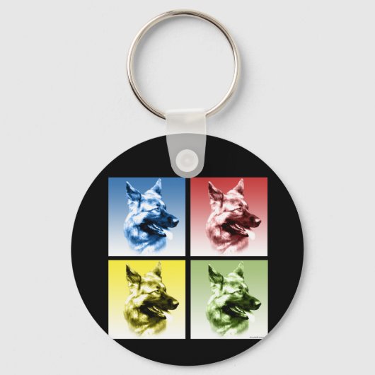 Duitse Pop Shepherd Dog Art Sleutelhanger (Voorkant)