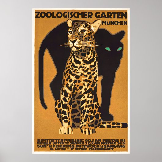 Duitse Poster Luipaard Dierentuin München, Duitsla (Voorkant)