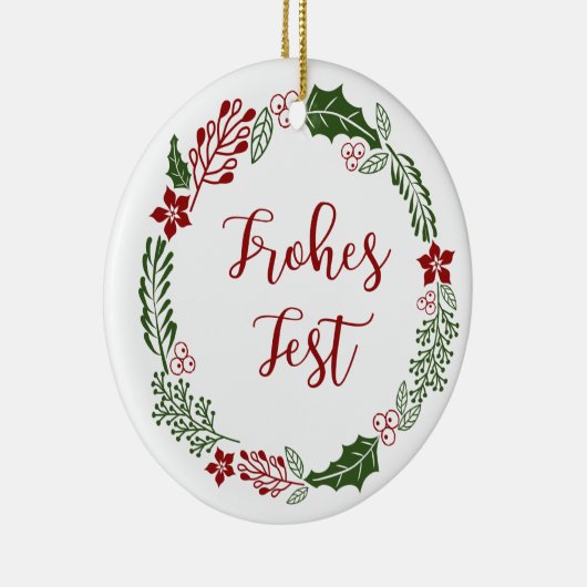 Duitse Prettige feestdagen Wreath, Frohes Fest Keramisch Ornament (Rechts)