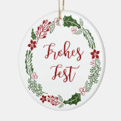 Duitse Prettige feestdagen Wreath, Frohes Fest Keramisch Ornament (Links)