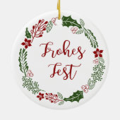 Duitse Prettige feestdagen Wreath, Frohes Fest Keramisch Ornament (Achterkant)
