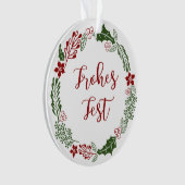 Duitse Prettige feestdagen Wreath, Frohes Fest Ornament (voorkant)