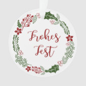 Duitse Prettige feestdagen Wreath, Frohes Fest Ornament (voorkant)