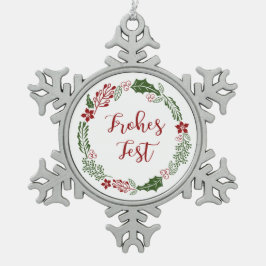 Duitse Prettige feestdagen Wreath, Frohes Fest Tin Sneeuwvlok Ornament