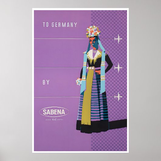 Duitse Print Sabena Airlines Kunst Duitsland Reize (Voorkant)