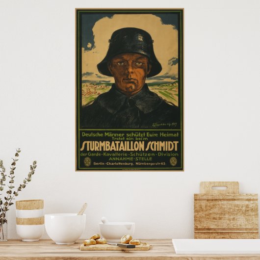 Duitse Recruitment Sturmbatallion Schmidt poster (Keuken)