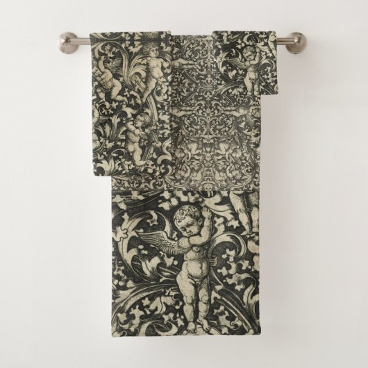 Duitse Renaissance Cherub Angels Gold Brown Bad Handdoek (Insitu)