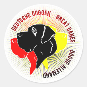 Duitse reuzenhonden Zwart Rood Goud Ronde Sticker