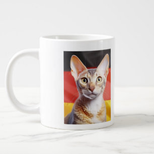 Duitse Rex Kat Duitse Vlag Op Achtergrond Grote Koffiekop
