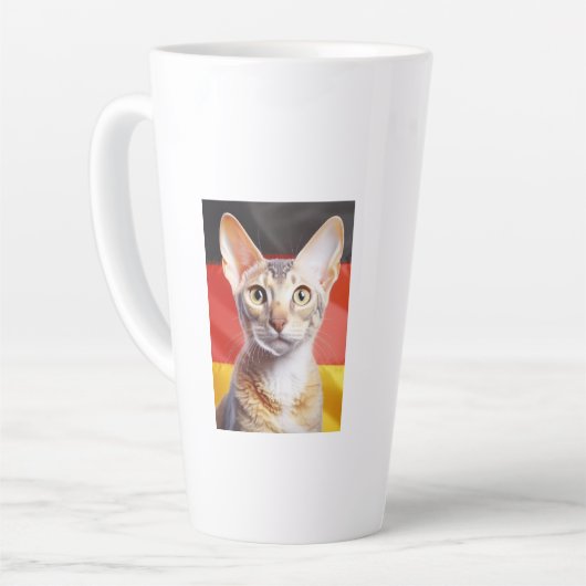 Duitse Rex Kat Duitse Vlag Op Achtergrond Latte Mok (Linkerhoek)