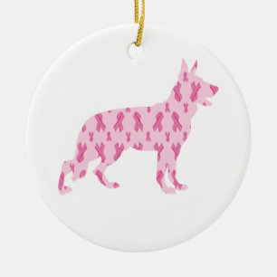 Duitse ribberen herderroze kanker keramisch ornament