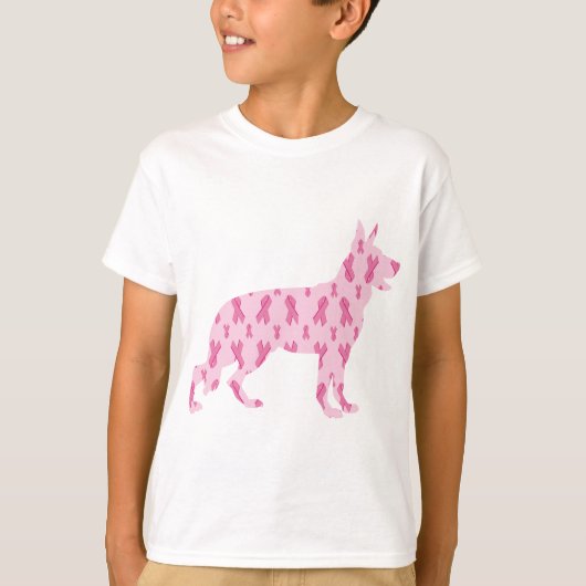 Duitse ribberen herderroze kanker t-shirt (Voorkant)