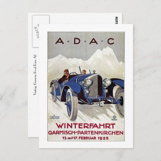  Duitse Road Race Ad Briefkaart (Voorkant / Achterkant)