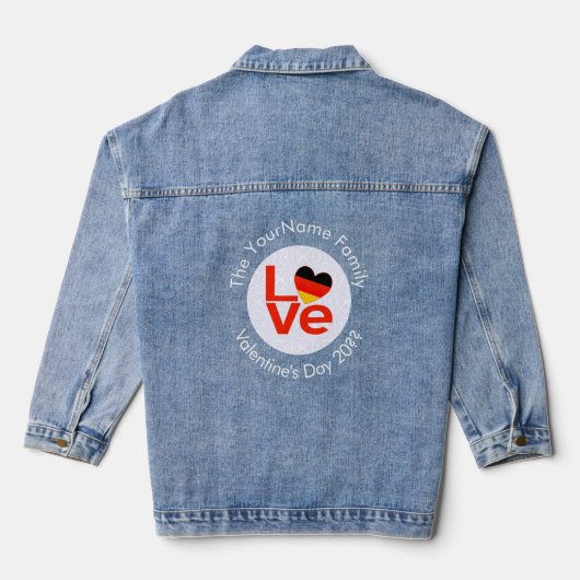 Duitse Rode LIEFDE Hart Vlag Gepersonaliseerde Tek Denim Jacket (Achterkant)