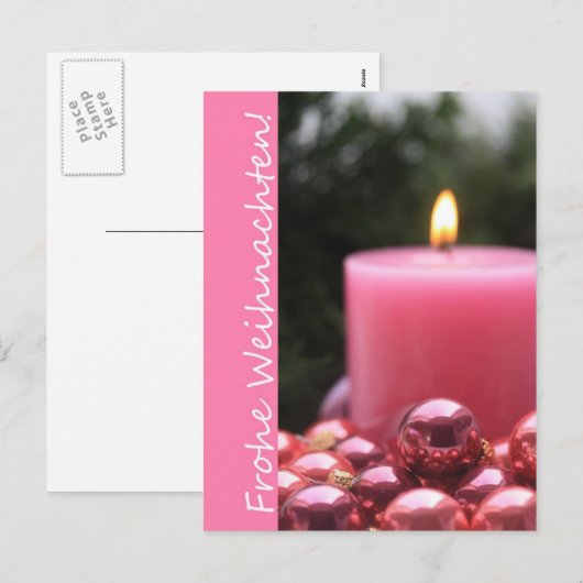 duitse roze ornament kerstkaart feestdagenkaart (Voorkant / Achterkant)