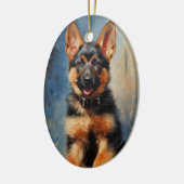 Duitse schaapherderpuppy keramisch ornament (Links)