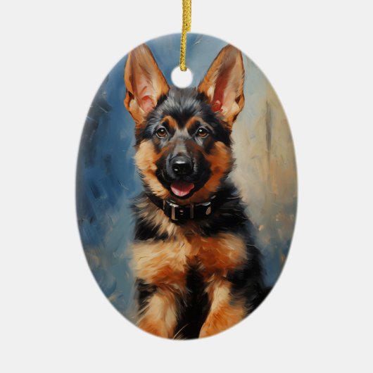 Duitse schaapherderpuppy keramisch ornament (Voorkant)