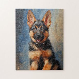 Duitse schaapherderpuppy legpuzzel