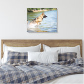 Duitse schaapherreepjes in water canvas afdruk (Insitu (Slaapkamer))