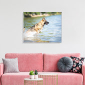 Duitse schaapherreepjes in water canvas afdruk (Insitu (Woonkamer))