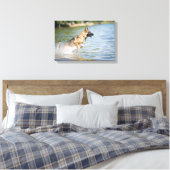 Duitse schaapherreepjes in water canvas afdruk (Insitu (Slaapkamer))