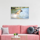 Duitse schaapherreepjes in water canvas afdruk (Insitu (Woonkamer))