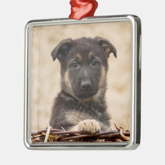 Duitse schapenhouderij in mandje metalen ornament (Links)