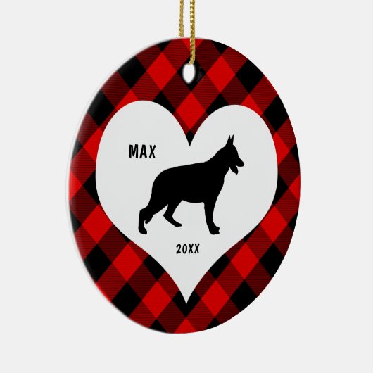 Duitse schapenhoudernaam + datum Rood Pset Keramisch Ornament (Rechts)