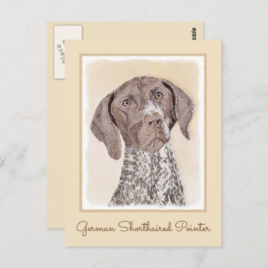 Duitse schilderkunst met horthaired pointer briefkaart (Voorkant / Achterkant)