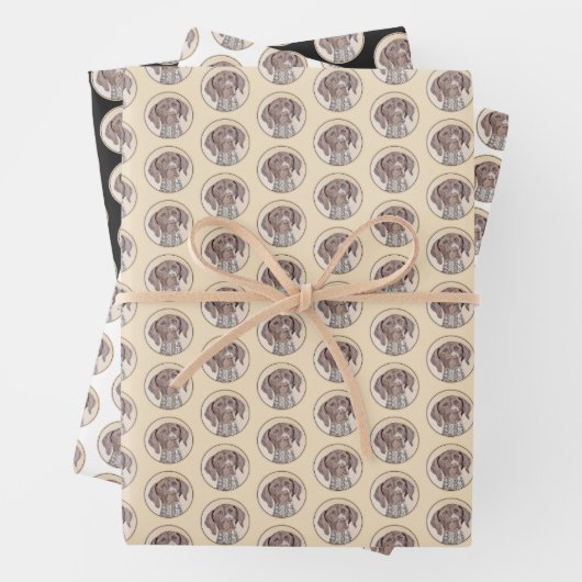 Duitse schilderkunst met horthaired pointer inpakpapier vel (In situ)