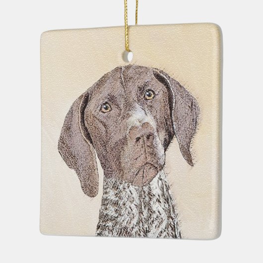 Duitse schilderkunst met horthaired pointer keramisch ornament (Links)