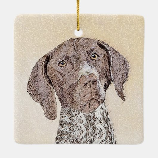 Duitse schilderkunst met horthaired pointer keramisch ornament (Achterkant)