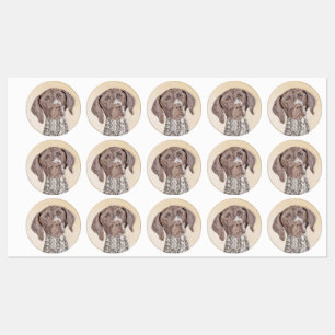 Duitse schilderkunst met horthaired pointer labels