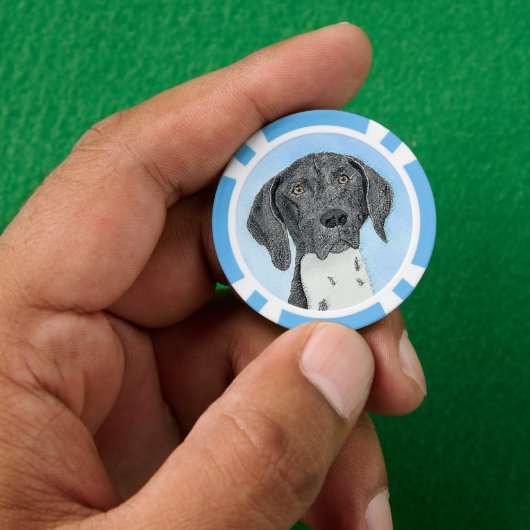 Duitse schilderkunst met horthaired pointer poker chips (Hand)
